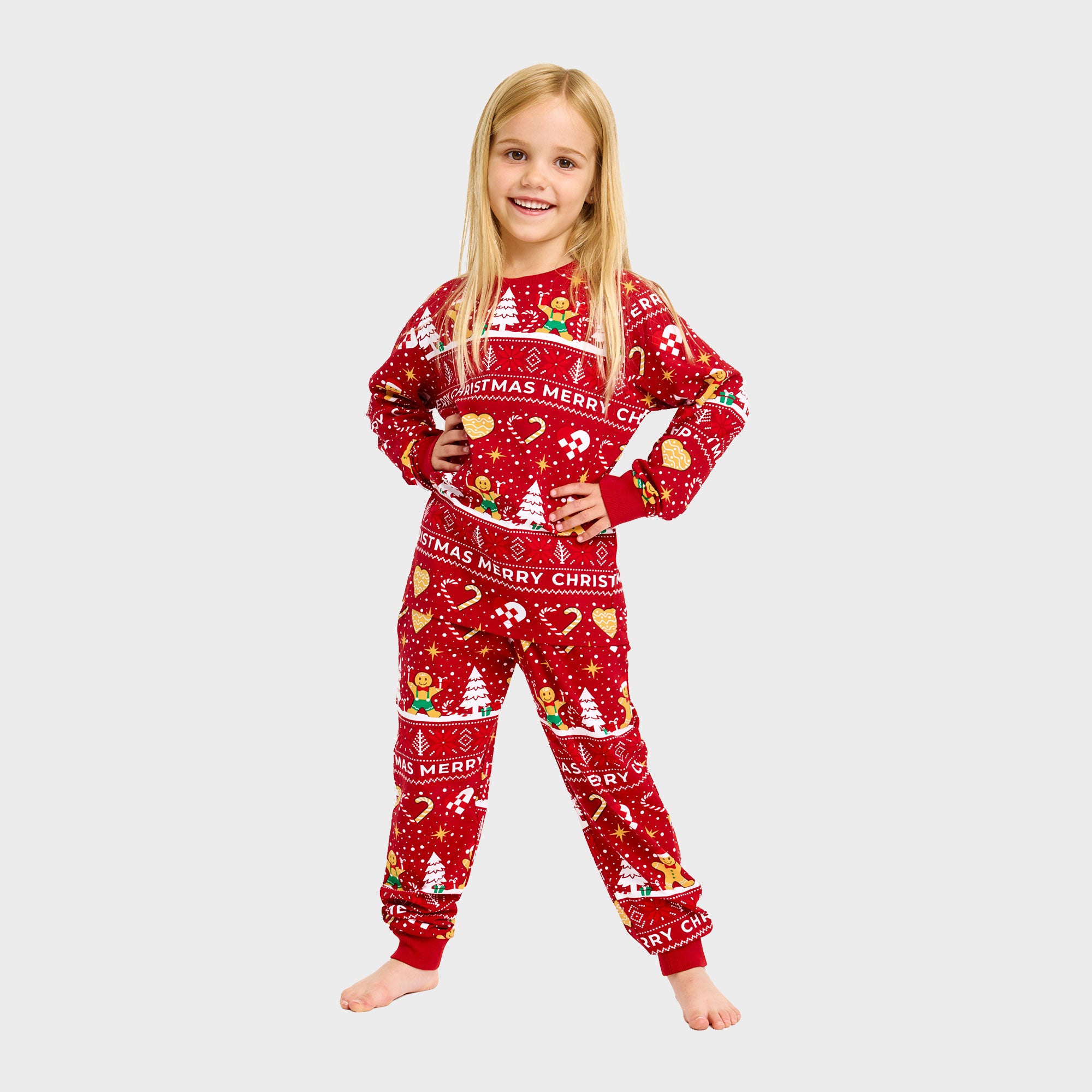 Christmas Cookie julepyjamas rød - Barn.
